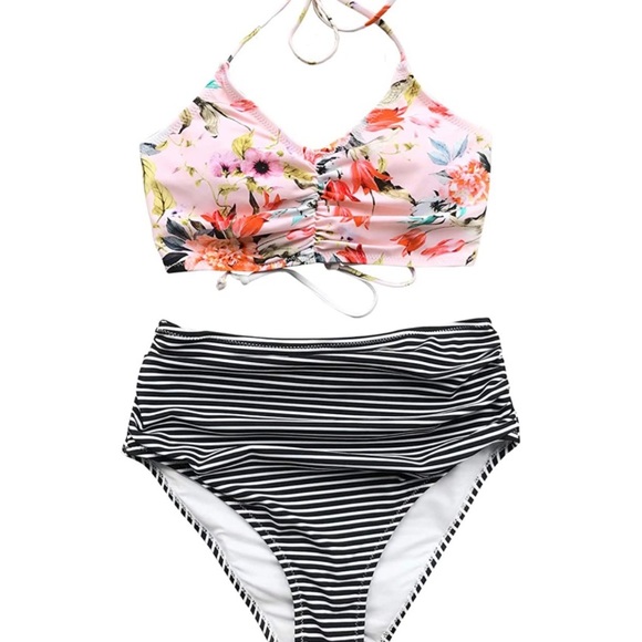 Floral Striped Bikini - Picture 2 of 6